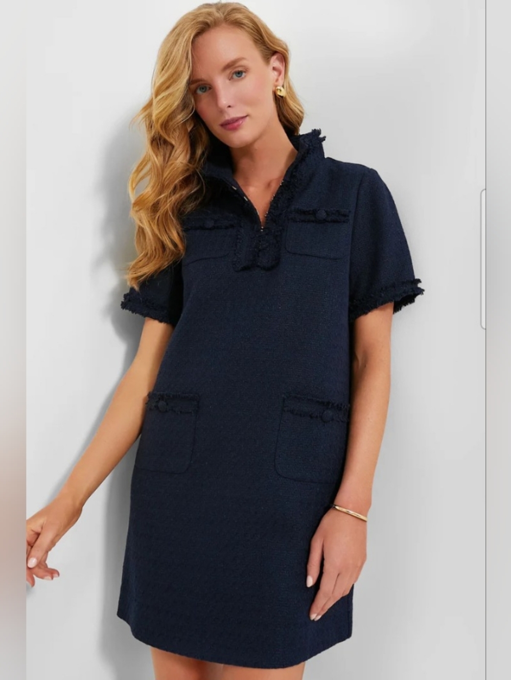 Pomander Place Classic Navy OPHELIA Dress Tuckernuck Tweed Xl Blue Zipper
